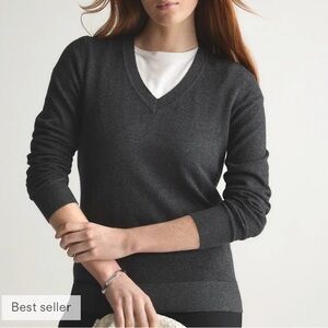 Quince Charcoal V-Neck Sweater for Women